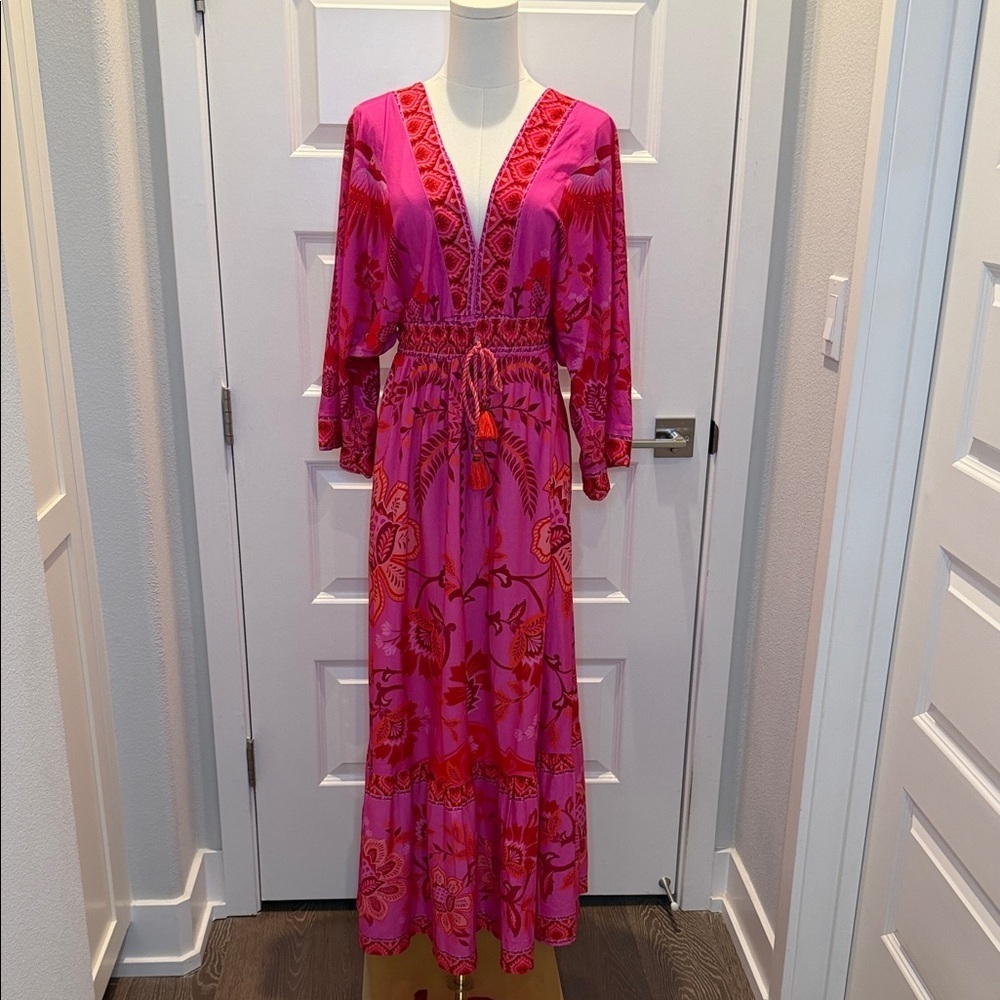 FARM Rio Romance Pink Long Dress Size S - Picture 5 of 10